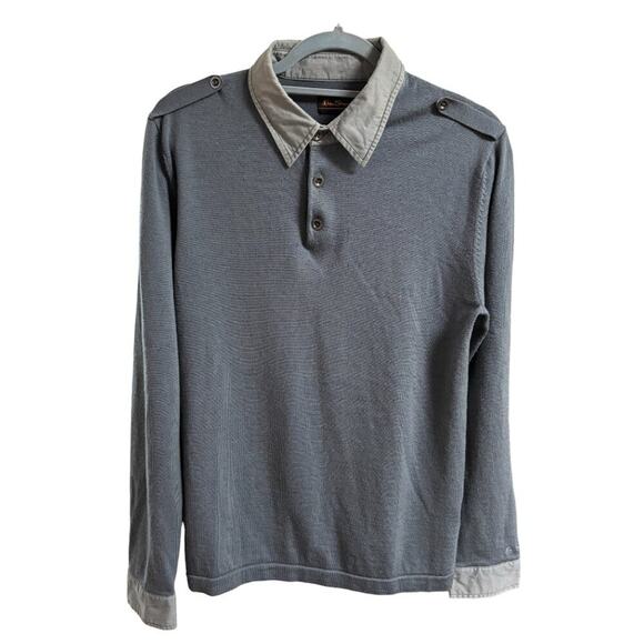BEN SHERMAN 100% Merino Wool Quarter Button Collared Sweater in Gray SZ M - Picture 1 of 9